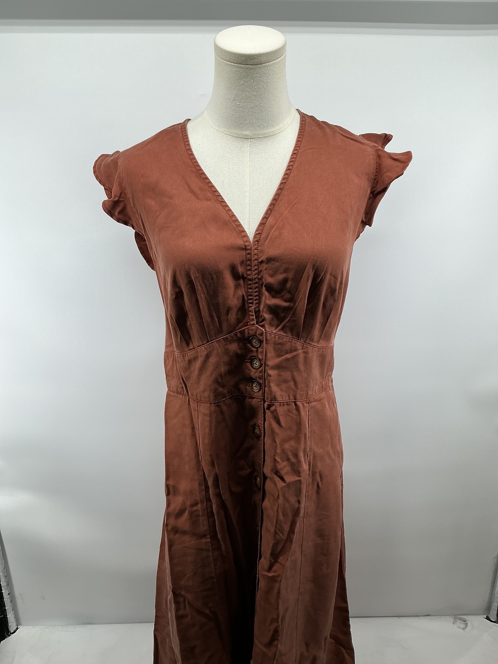 Vintage Wash Tencel Button Front Midi Dress